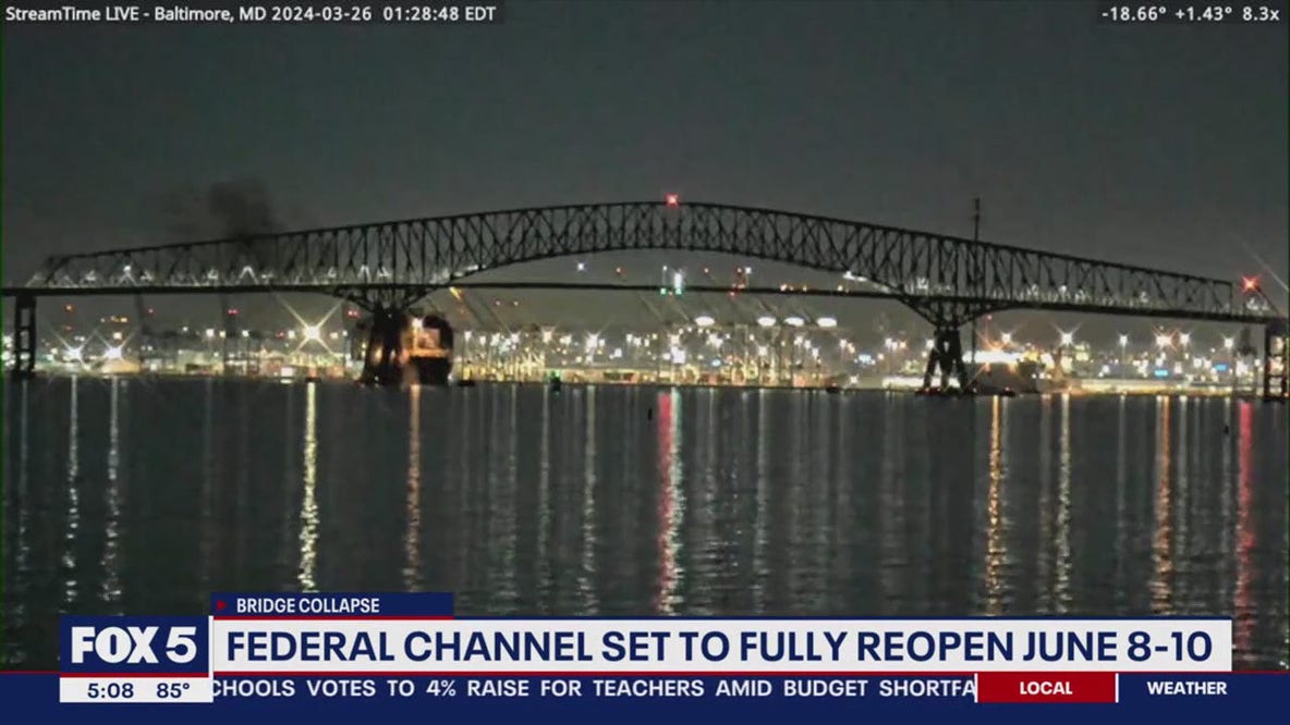 Baltimore Key Bridge collapse: federal channel set to fully reopen June 8-10